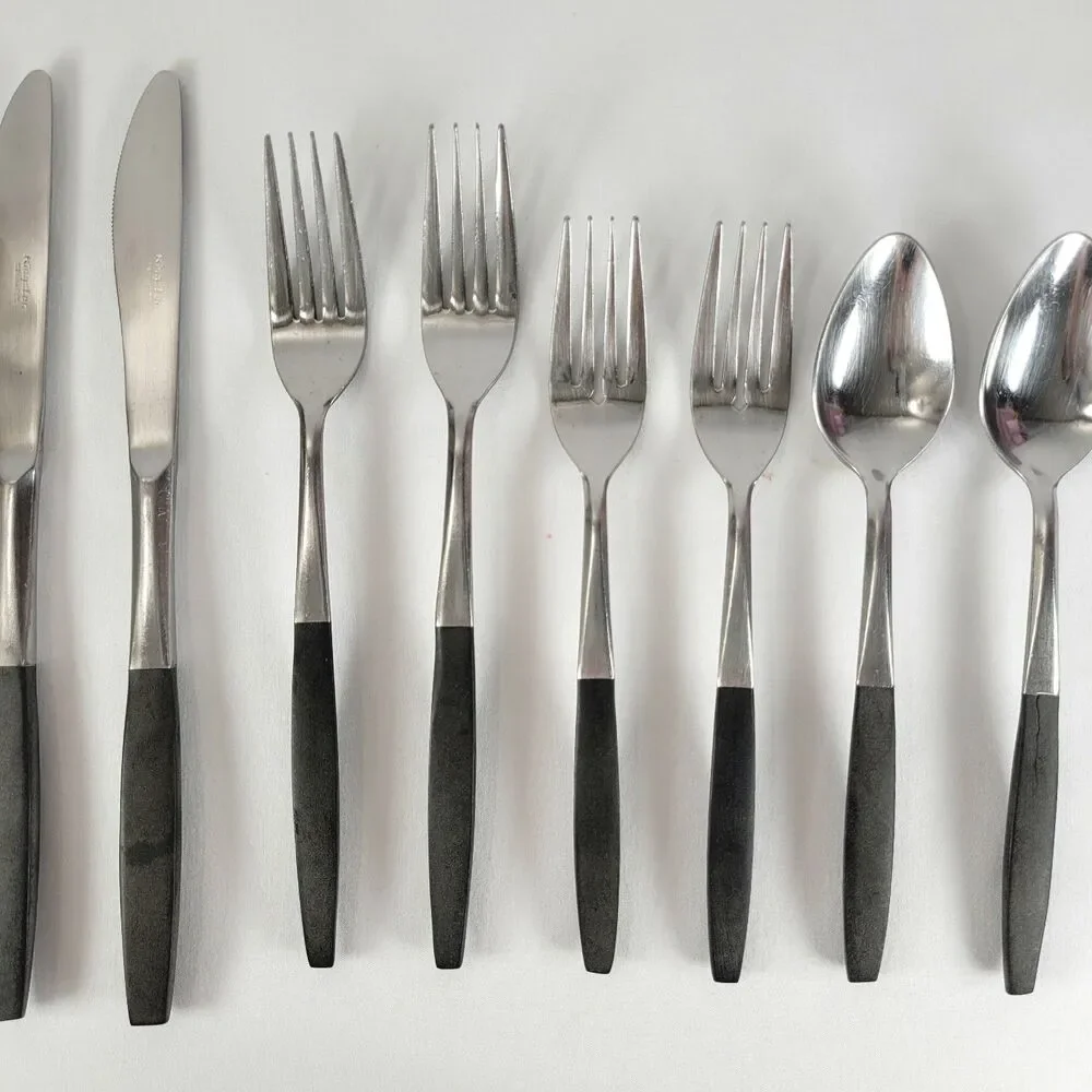 Kingston KGS2 Stainless Flatware Japan Black Handle MCM Minimalist 8-Piece Set